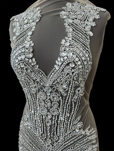 Silver Rhinestone Bodice Applique