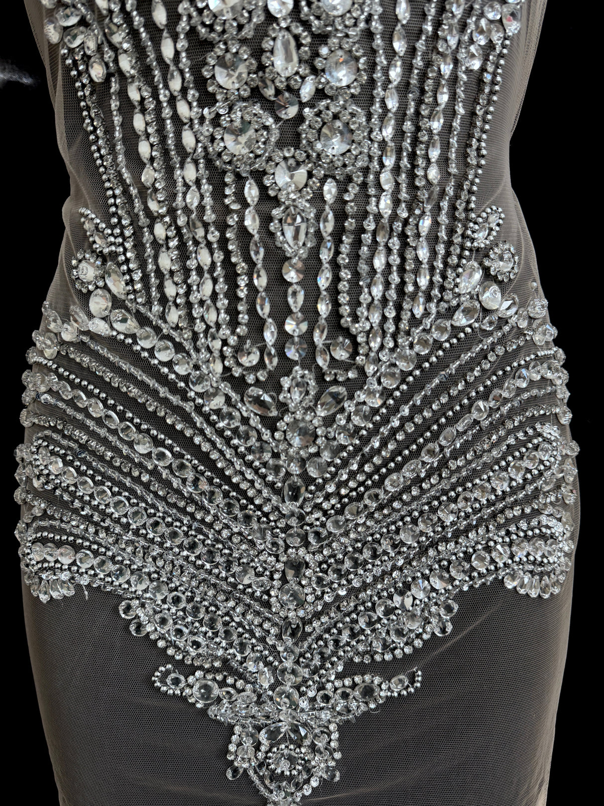Silver Rhinestone Bodice Applique