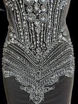 Silver Rhinestone Bodice Applique