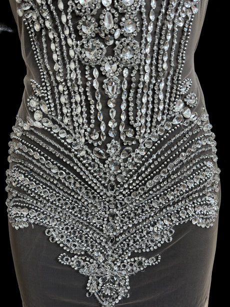 Silver Rhinestone Bodice Applique