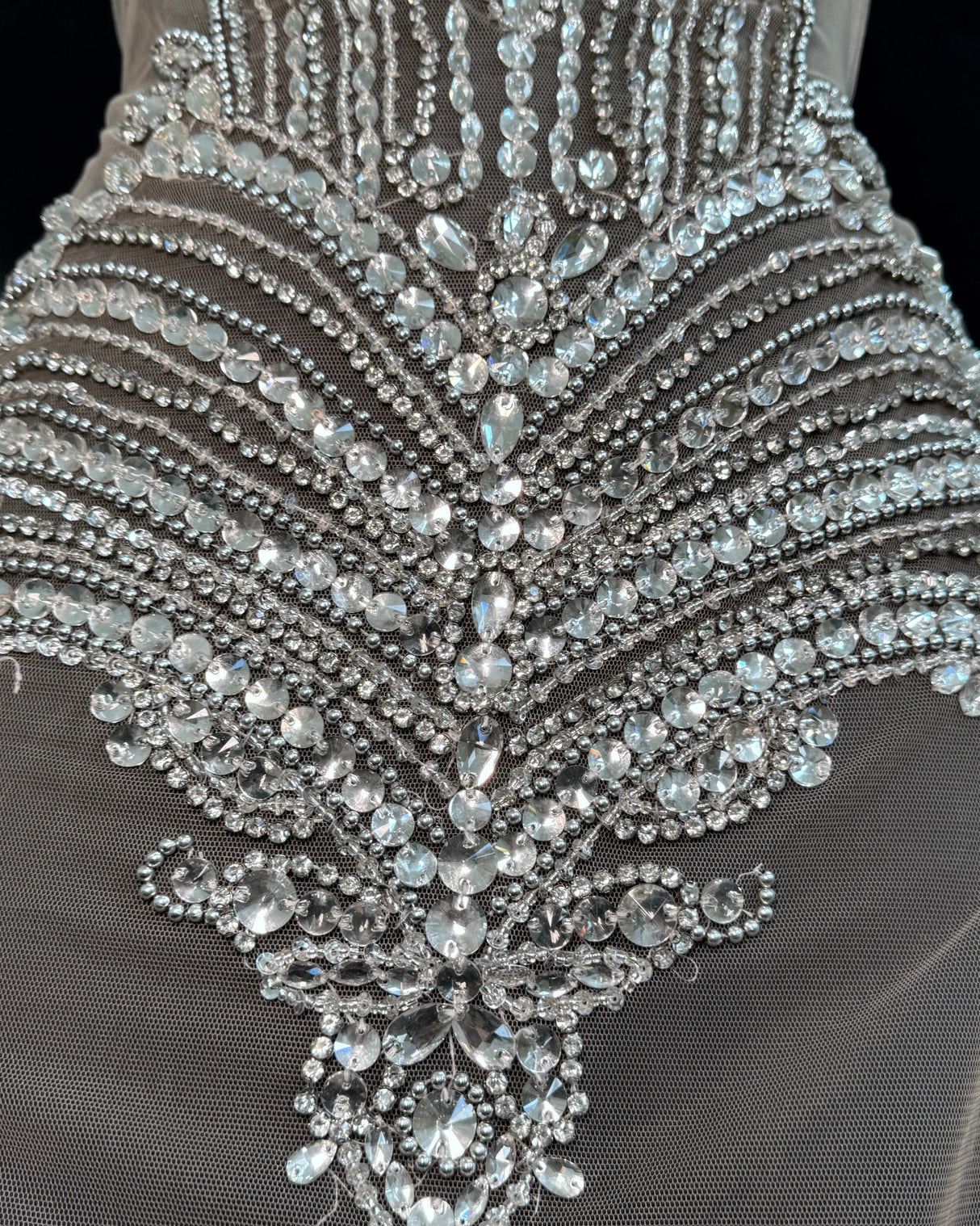 Silver Rhinestone Bodice Applique