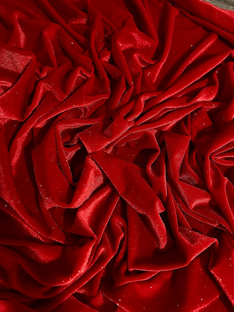 Shimmer Stretch Velvet Red