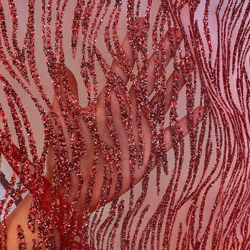 Glitter Wave Lace Red