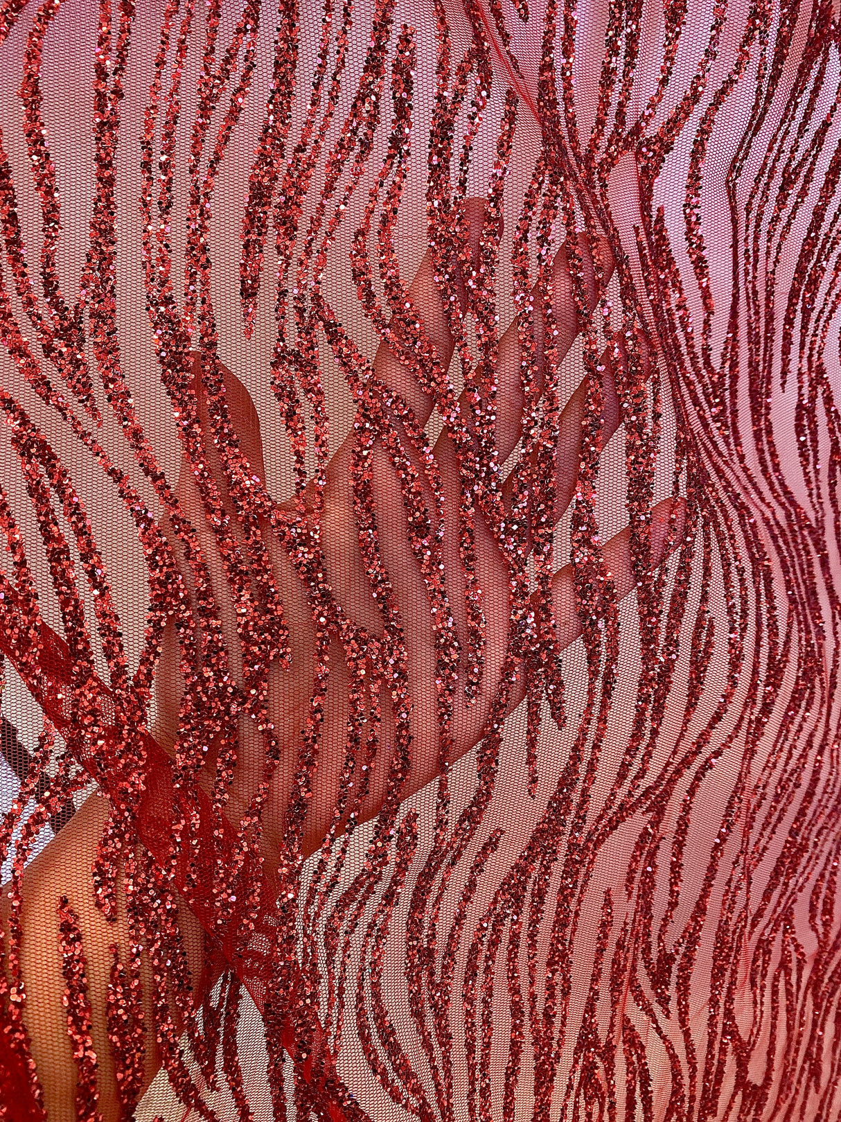 Glitter Wave Lace Red