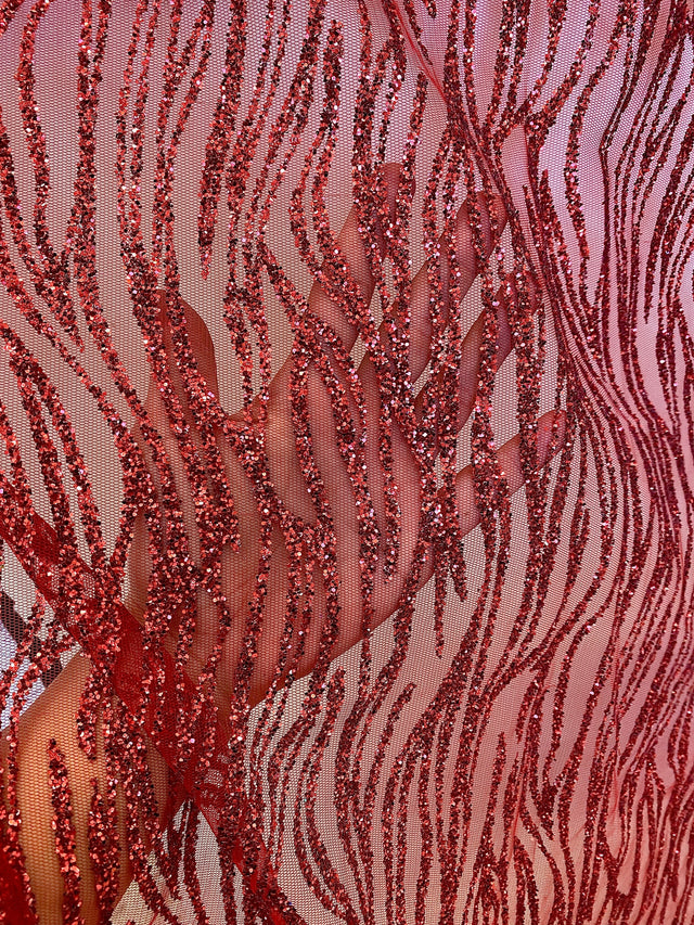 Glitter Wave Lace Red