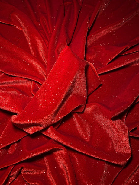 Shimmer Stretch Velvet Red