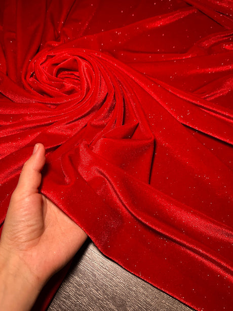 Shimmer Stretch Velvet Red