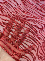 Glitter Wave Lace Red