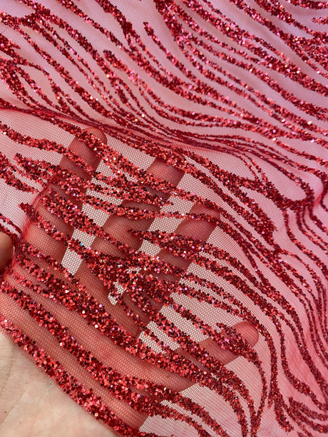 Glitter Wave Lace Red