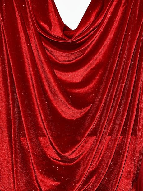 Shimmer Stretch Velvet Red