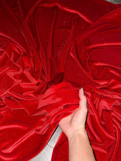 Shimmer Stretch Velvet Red