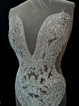 Silver Rhinestone Bodice Applique