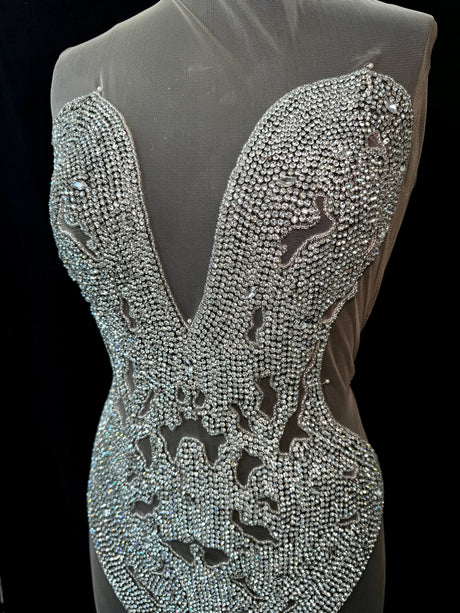 Silver Rhinestone Bodice Applique