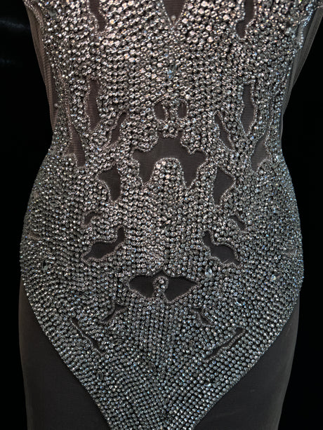 Silver Rhinestone Bodice Applique