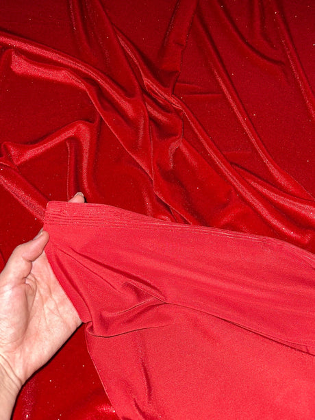 Shimmer Stretch Velvet Red