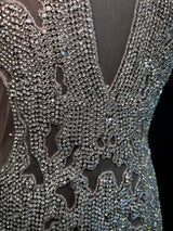 Silver Rhinestone Bodice Applique