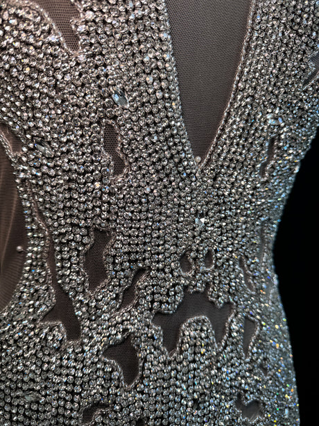 Silver Rhinestone Bodice Applique