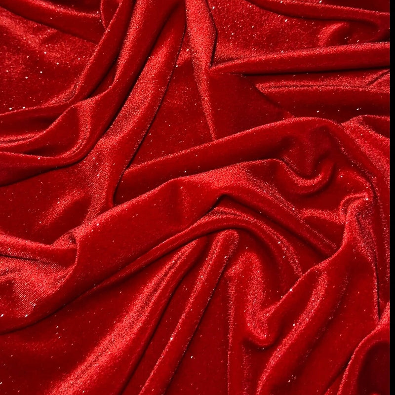Shimmer Stretch Velvet Red