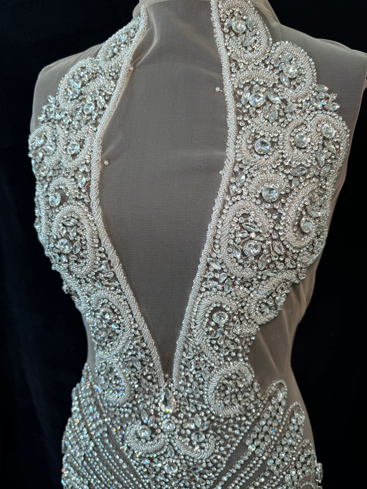Silver Rhinestone Bodice Applique