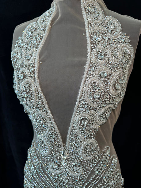 Silver Rhinestone Bodice Applique