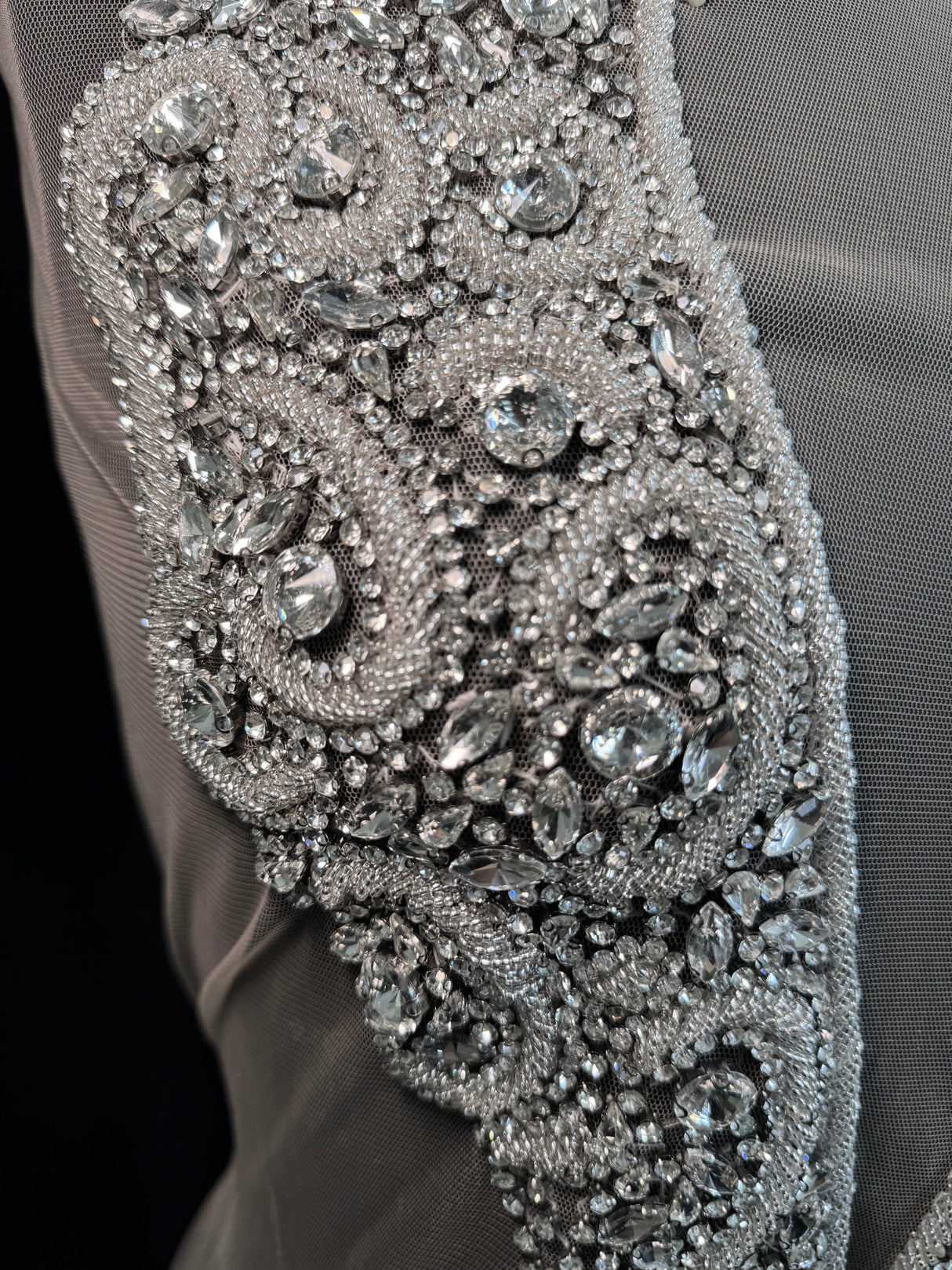 Silver Rhinestone Bodice Applique