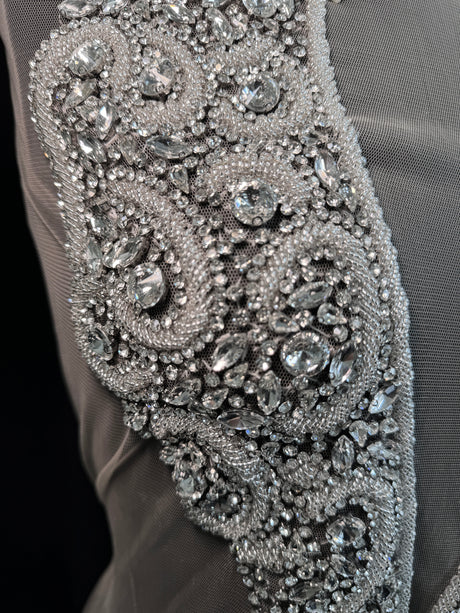 Silver Rhinestone Bodice Applique