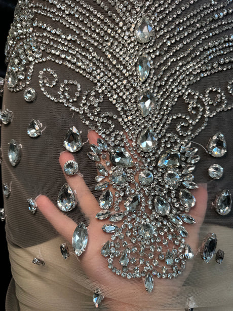 Silver Rhinestone Bodice Applique