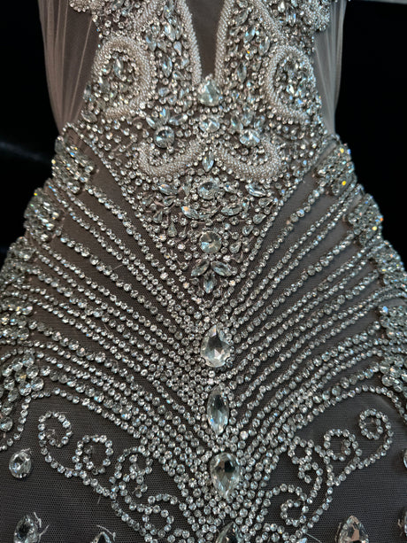 Silver Rhinestone Bodice Applique