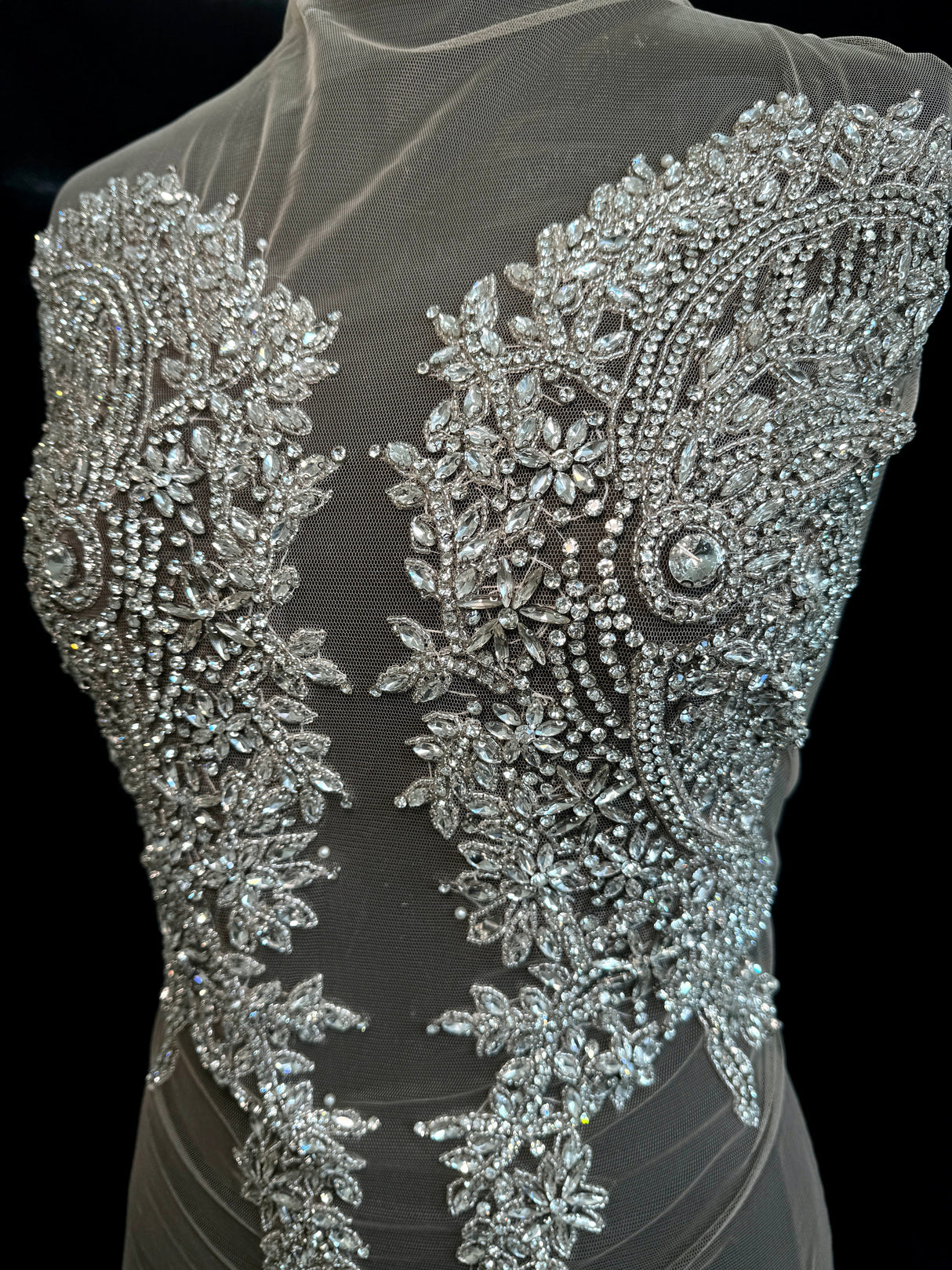 Silver Rhinestone Bodice Applique