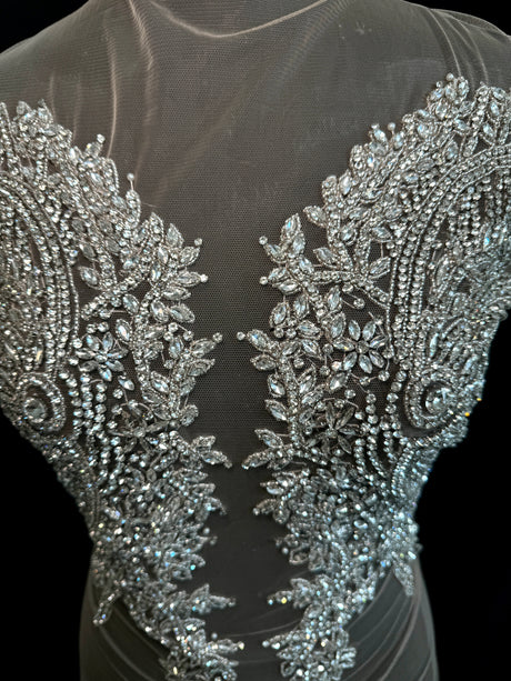 Silver Rhinestone Bodice Applique