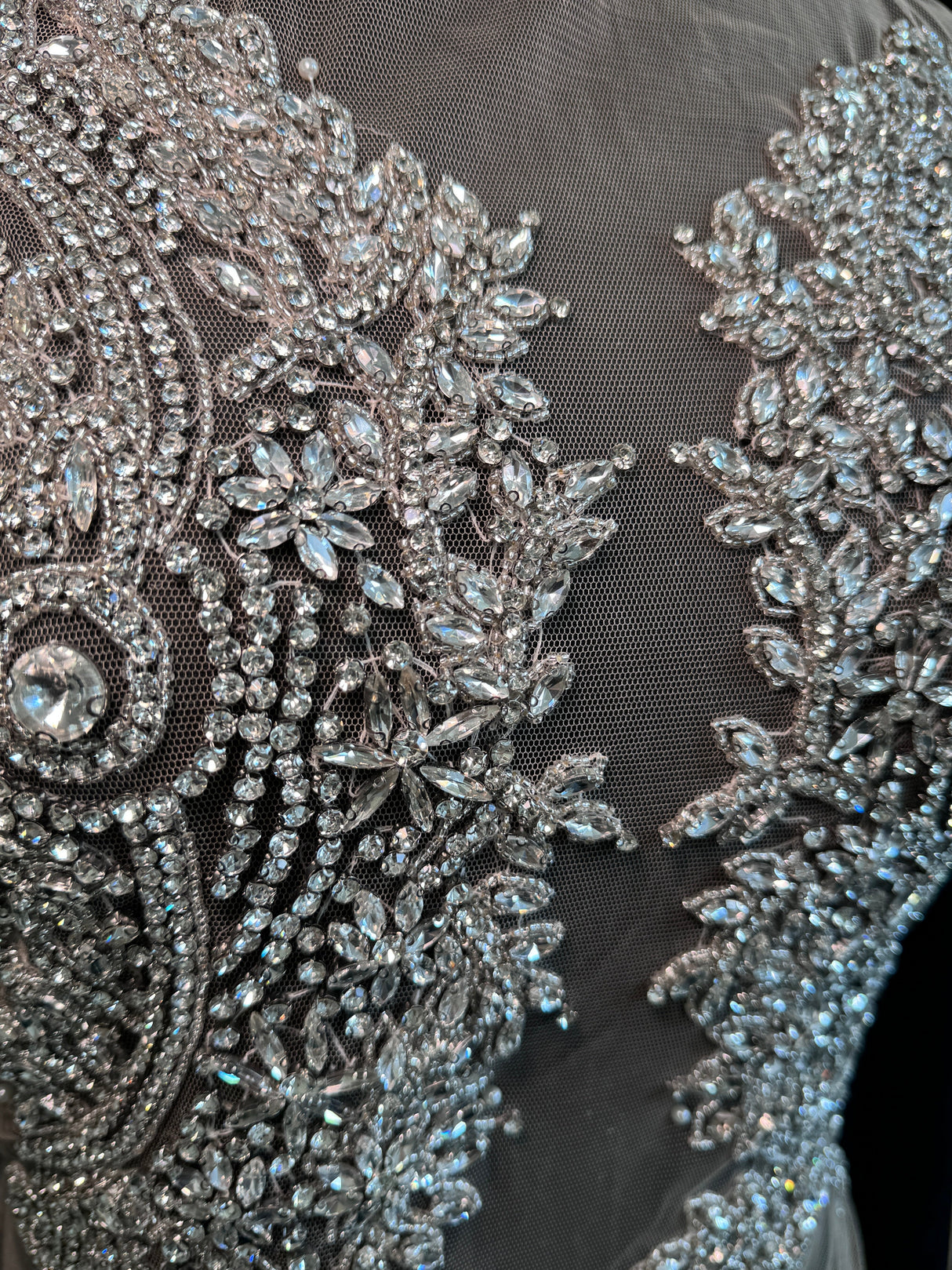 Silver Rhinestone Bodice Applique