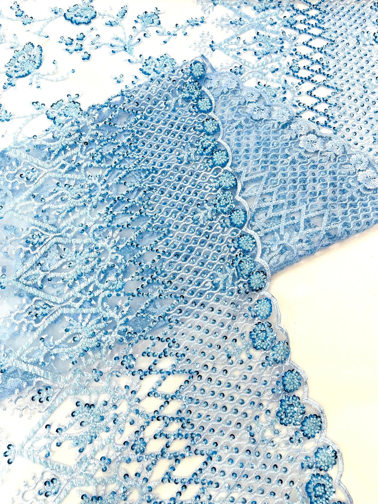 Modern Luxury Beaded Fabric - Mesh Lace, 54" Width, Color Assorted (1 Yard)