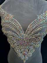 Gold Iridescent Rhinestone Bodice Applique