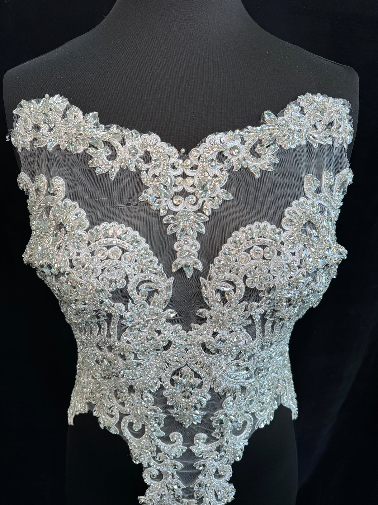 Silver Rhinestone Bodice Applique