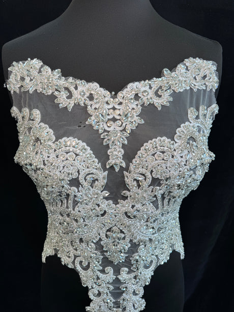 Silver Rhinestone Bodice Applique