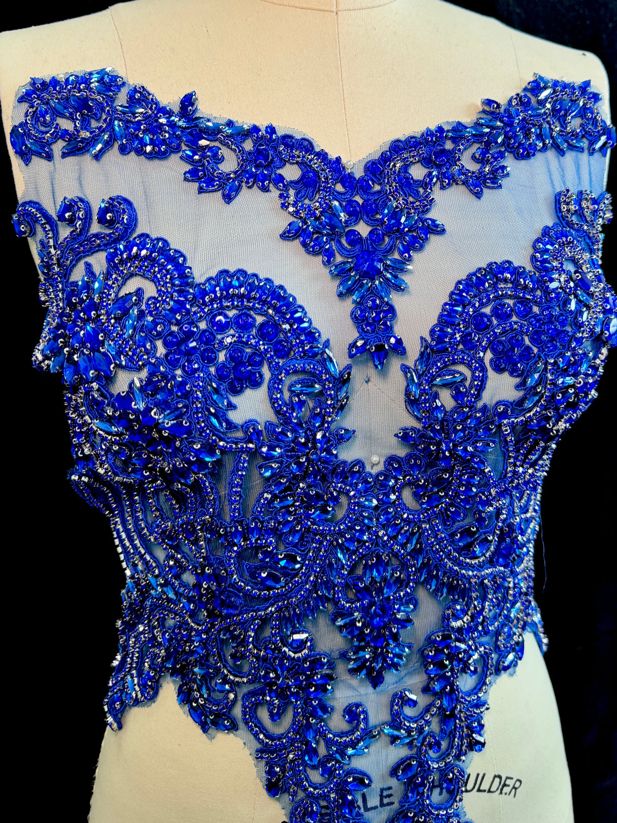 Royal Blue Rhinestone Bodice Applique