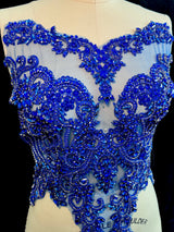 Royal Blue Rhinestone Bodice Applique
