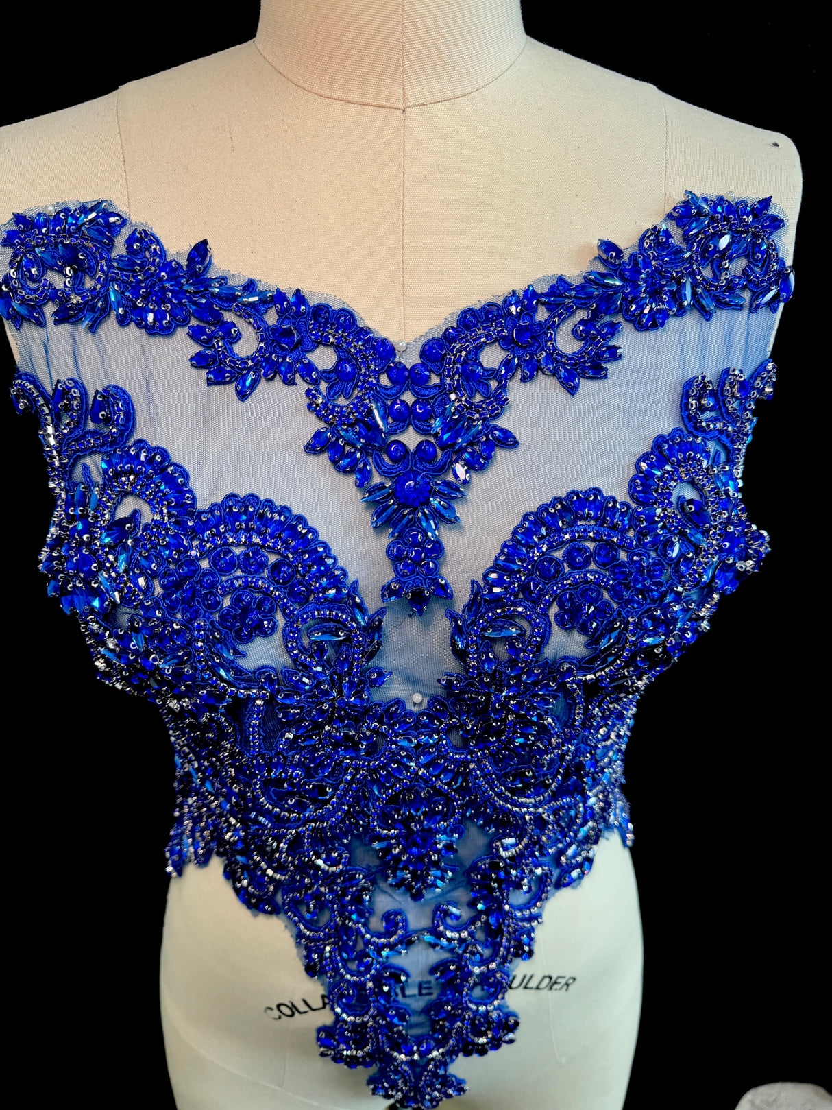 Royal Blue Rhinestone Bodice Applique