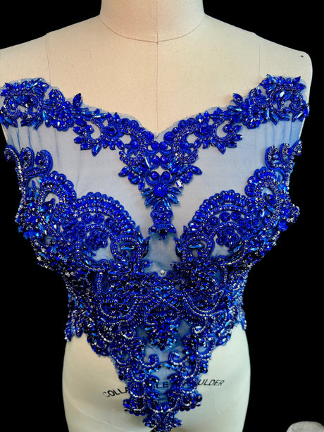 Royal Blue Rhinestone Bodice Applique