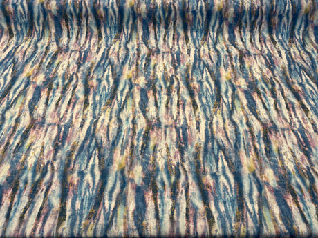 Waverly Blink Of An Eye 100 Percent Cotton Fabric - Sapphire Blue, Beige Blues And Pinks With Bronze Gold Accents, 54" Width, 13.50" Horizontal X 13.50" Vertical Repeat (1 Yard)