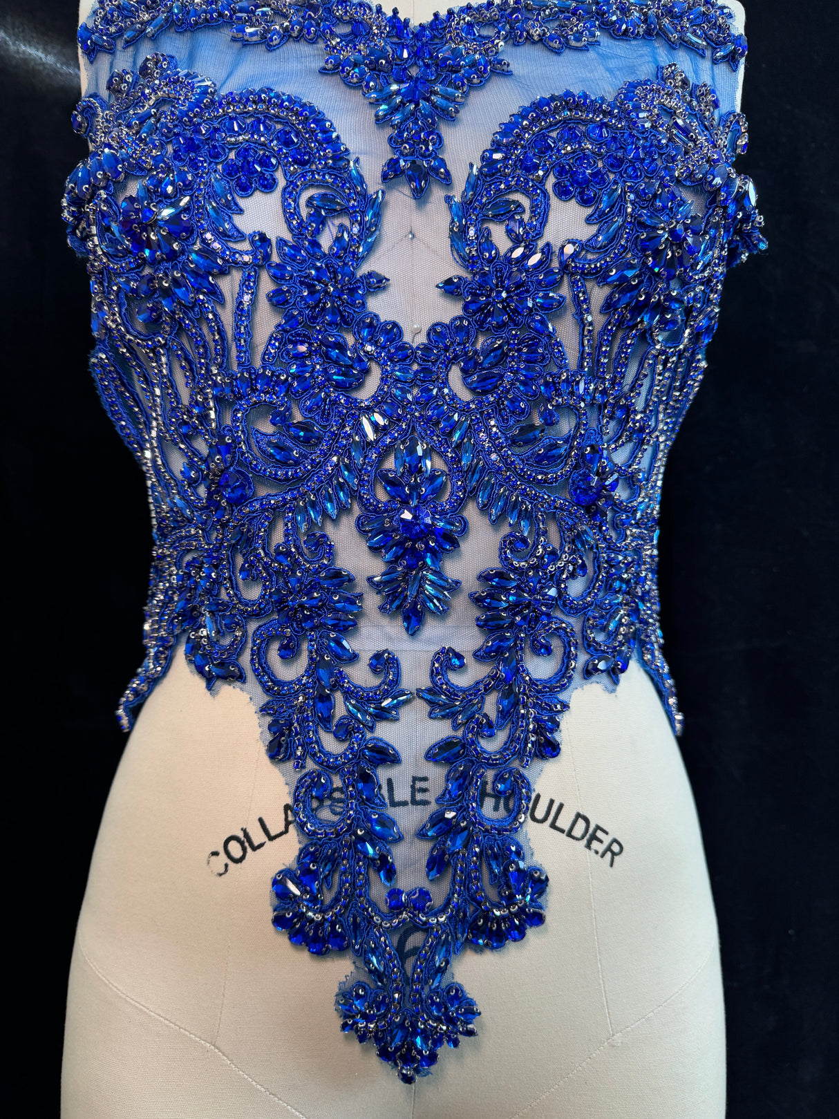 Royal Blue Rhinestone Bodice Applique