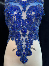 Royal Blue Rhinestone Bodice Applique