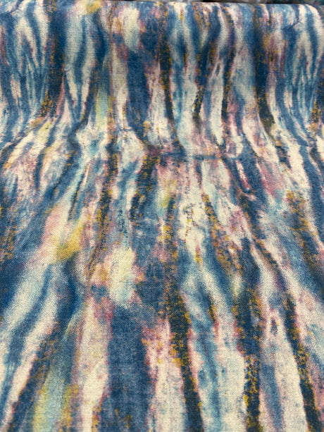 Waverly Blink Of An Eye 100 Percent Cotton Fabric - Sapphire Blue, Beige Blues And Pinks With Bronze Gold Accents, 54" Width, 13.50" Horizontal X 13.50" Vertical Repeat (1 Yard)