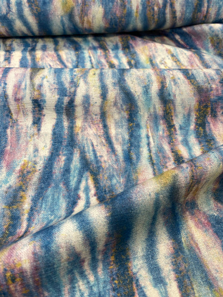 Waverly Blink Of An Eye 100 Percent Cotton Fabric - Sapphire Blue, Beige Blues And Pinks With Bronze Gold Accents, 54" Width, 13.50" Horizontal X 13.50" Vertical Repeat (1 Yard)