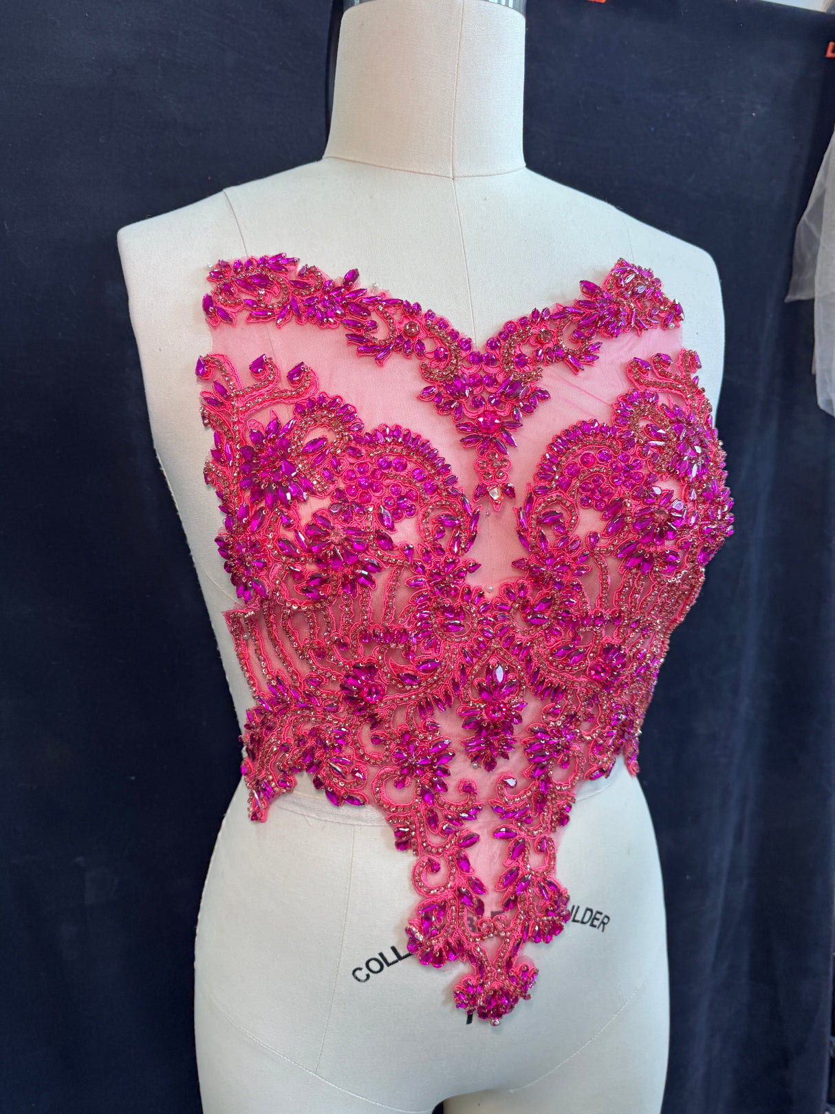 Rhinestone Bodice Applique Fuchsia