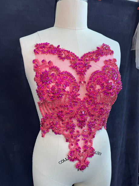 Rhinestone Bodice Applique Fuchsia