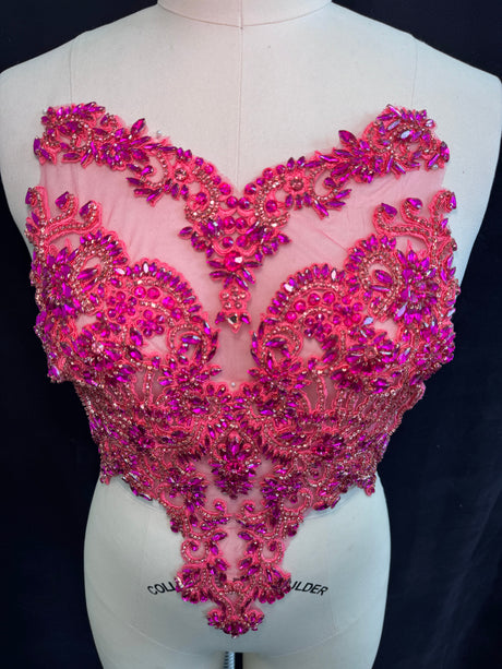 Rhinestone Bodice Applique Fuchsia