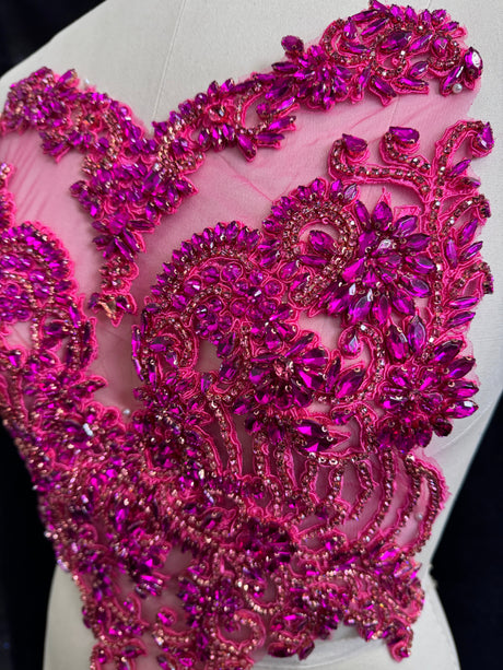 Rhinestone Bodice Applique Fuchsia
