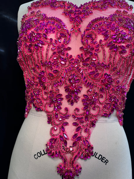 Rhinestone Bodice Applique Fuchsia