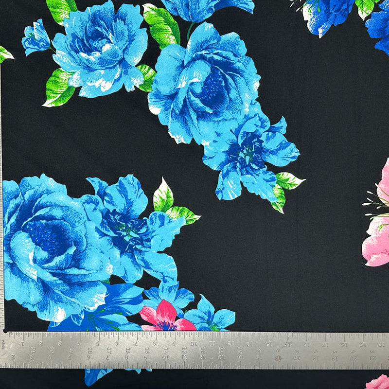 1 Yard Techno Crepe Knit Fabric Floral Design Soft Stretch 60 Inch Width